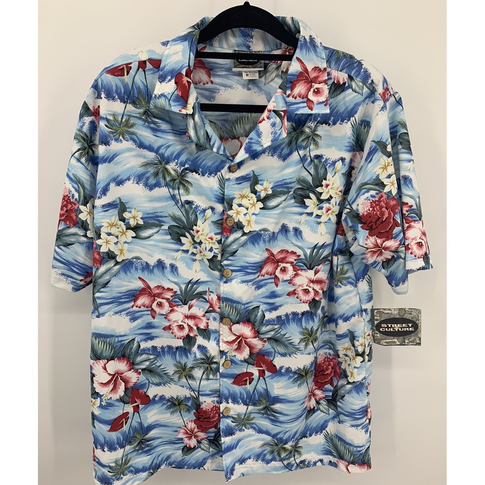 Vintage NOS Street Culture Large 90's Short Sleeve Button Up Hawaiian Shirt